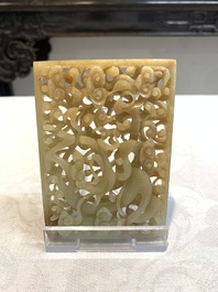 A Chinese russet jade 'dragon' plaque, 18th C.