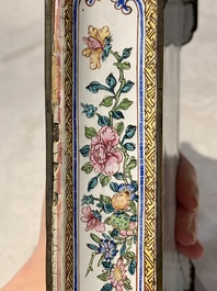 A Chinese Canton yellow-ground enamel rectangular jardini&egrave;re with floral design, Qianlong