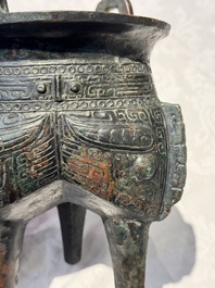 A Chinese archaic bronze tripod food vessel, 'li 鬲', Western Zhou