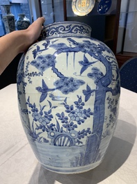 A large Chinese blue and white 'Three Friends of Winter' vase, Jiajing