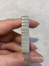 A Chinese white jade 'playing boys' plaque, signed Zigang 子冈, 19/20th C.