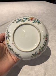 A fine Chinese famille rose 'rooster' cup and saucer, Yongzheng