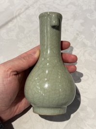 A Chinese Longquan celadon 'touhu' vase, Song/Yuan