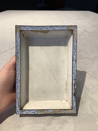 A Chinese Canton yellow-ground enamel rectangular jardini&egrave;re with floral design, Qianlong