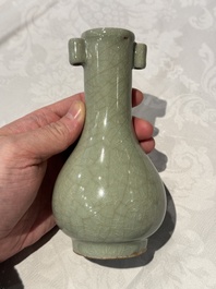 A Chinese Longquan celadon 'touhu' vase, Song/Yuan