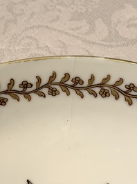 A Chinese famille rose armorial nine-piece service with the arms of Alexandre Lamotte-Barac&eacute;, Qianlong, ca. 1786-1789