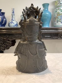 A Chinese bronze seated Guanyin, Ming