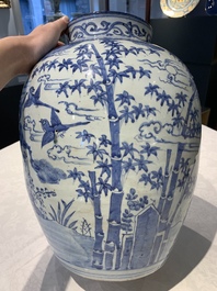 A large Chinese blue and white 'Three Friends of Winter' vase, Jiajing