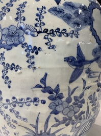 A large Chinese blue and white 'Three Friends of Winter' vase, Jiajing