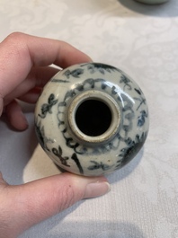 Five Chinese blue, white and monochrome jarlets and seven covered boxes, Yuan/Ming