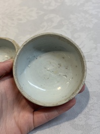 Five Chinese blue, white and monochrome jarlets and seven covered boxes, Yuan/Ming