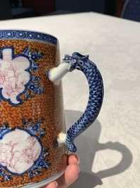 Two Chinese famille rose Canton export boat scene mugs, Qianlong