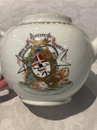 A Chinese famille rose armorial nine-piece service with the arms of Alexandre Lamotte-Barac&eacute;, Qianlong, ca. 1786-1789