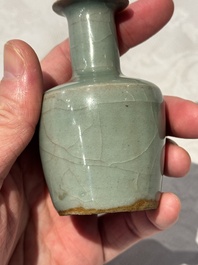 A small Chinese Longquan celadon mallet-shaped vase, Song/Yuan