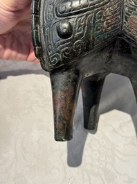 A Chinese archaic bronze tripod food vessel, 'li 鬲', Western Zhou