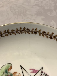 A Chinese famille rose armorial nine-piece service with the arms of Alexandre Lamotte-Barac&eacute;, Qianlong, ca. 1786-1789