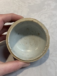 Five Chinese blue, white and monochrome jarlets and seven covered boxes, Yuan/Ming