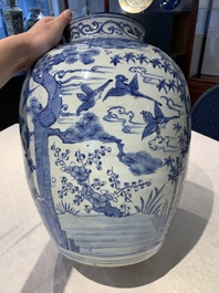 A large Chinese blue and white 'Three Friends of Winter' vase, Jiajing