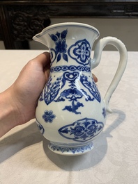 A Chinese blue and white jug with floral design, Kangxi