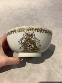 A Chinese famille rose armorial nine-piece service with the arms of Alexandre Lamotte-Barac&eacute;, Qianlong, ca. 1786-1789