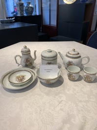 A Chinese famille rose armorial nine-piece service with the arms of Alexandre Lamotte-Barac&eacute;, Qianlong, ca. 1786-1789