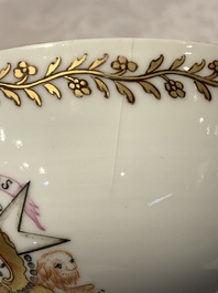 A Chinese famille rose armorial nine-piece service with the arms of Alexandre Lamotte-Barac&eacute;, Qianlong, ca. 1786-1789