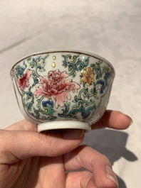 A fine Chinese famille rose 'rooster' cup and saucer, Yongzheng