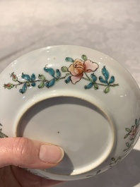 A fine Chinese famille rose 'rooster' cup and saucer, Yongzheng