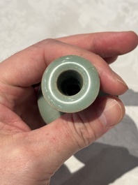 A small Chinese Longquan celadon mallet-shaped vase, Song/Yuan