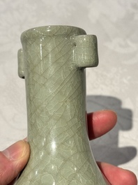A Chinese Longquan celadon 'touhu' vase, Song/Yuan