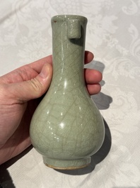 A Chinese Longquan celadon 'touhu' vase, Song/Yuan