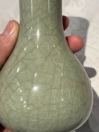 A Chinese Longquan celadon 'touhu' vase, Song/Yuan