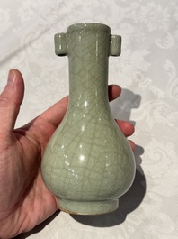 A Chinese Longquan celadon 'touhu' vase, Song/Yuan