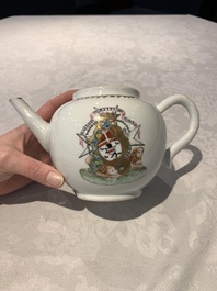 A Chinese famille rose armorial nine-piece service with the arms of Alexandre Lamotte-Barac&eacute;, Qianlong, ca. 1786-1789