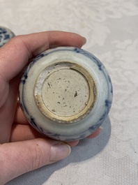 Five Chinese blue, white and monochrome jarlets and seven covered boxes, Yuan/Ming