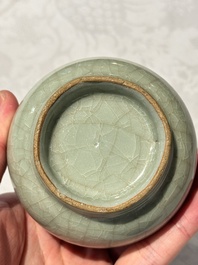 A Chinese Longquan celadon 'touhu' vase, Song/Yuan