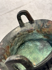 A Chinese archaic bronze tripod food vessel, 'li 鬲', Western Zhou