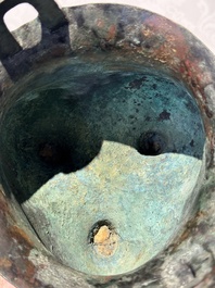 A Chinese archaic bronze tripod food vessel, 'li 鬲', Western Zhou