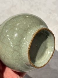 A Chinese Longquan celadon 'touhu' vase, Song/Yuan