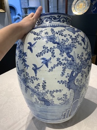 A large Chinese blue and white 'Three Friends of Winter' vase, Jiajing