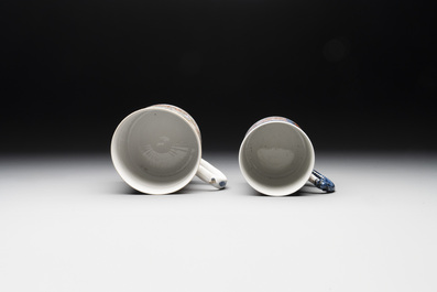 Two Chinese famille rose Canton export boat scene mugs, Qianlong