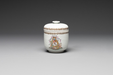 A Chinese famille rose armorial nine-piece service with the arms of Alexandre Lamotte-Barac&eacute;, Qianlong, ca. 1786-1789