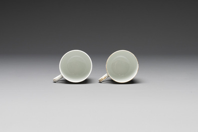 A Chinese famille rose armorial nine-piece service with the arms of Alexandre Lamotte-Barac&eacute;, Qianlong, ca. 1786-1789
