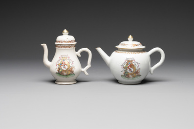 A Chinese famille rose armorial nine-piece service with the arms of Alexandre Lamotte-Barac&eacute;, Qianlong, ca. 1786-1789