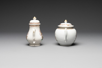 A Chinese famille rose armorial nine-piece service with the arms of Alexandre Lamotte-Barac&eacute;, Qianlong, ca. 1786-1789