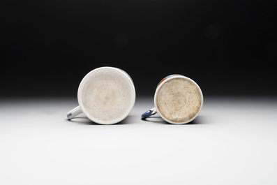 Two Chinese famille rose Canton export boat scene mugs, Qianlong
