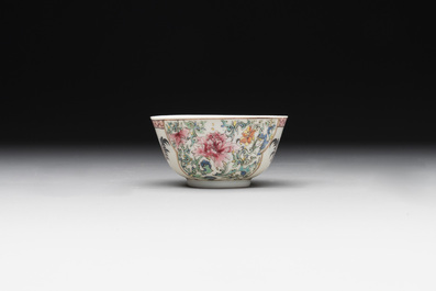 A fine Chinese famille rose 'rooster' cup and saucer, Yongzheng