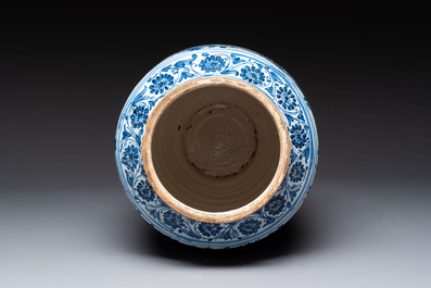 A large blue and white Italian maiolica albarello, Savona, 2nd half 17th C.