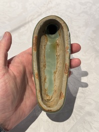 A Chinese Longquan celadon duck-form censer, Ming