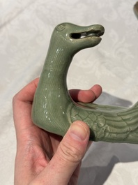 A Chinese Longquan celadon duck-form censer, Ming